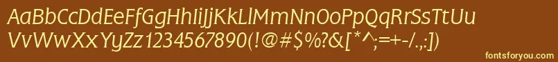FlareLightGothicItalic Font – Yellow Fonts on Brown Background