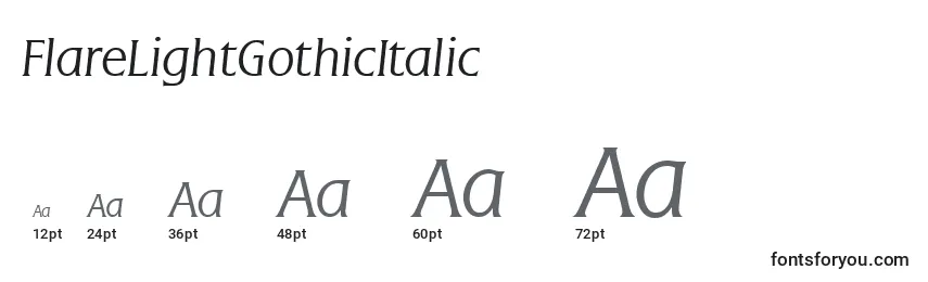 Размеры шрифта FlareLightGothicItalic