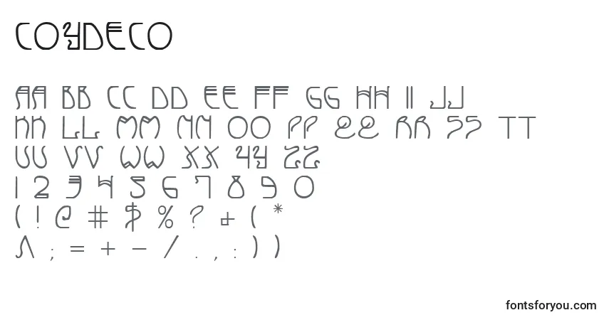Czcionka Coydeco – alfabet, cyfry, specjalne znaki