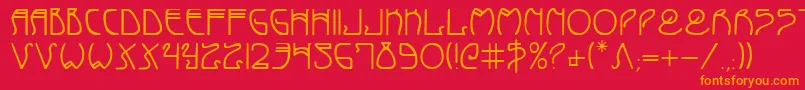 Coydeco-Schriftart – Orangefarbene Schriften auf rotem Hintergrund