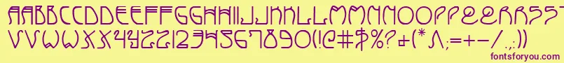 Coydeco-Schriftart – Violette Schriften auf gelbem Hintergrund