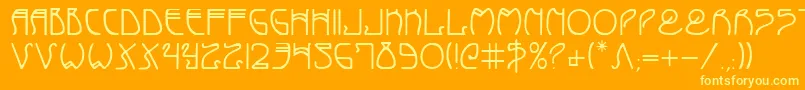 Coydeco-Schriftart – Gelbe Schriften auf orangefarbenem Hintergrund