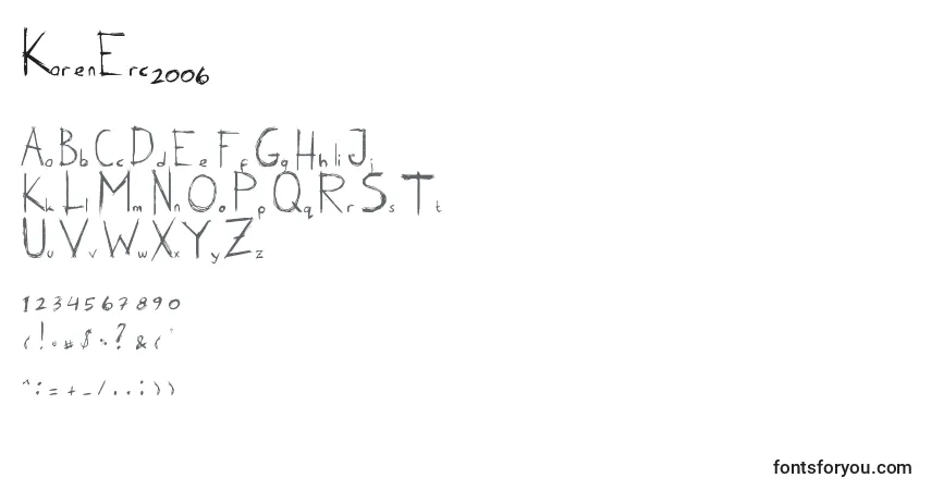 Czcionka KarenErc2006 – alfabet, cyfry, specjalne znaki
