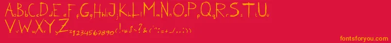 KarenErc2006 Font – Orange Fonts on Red Background