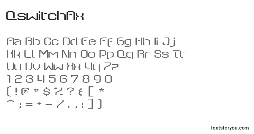 A fonte QswitchAx – alfabeto, números, caracteres especiais