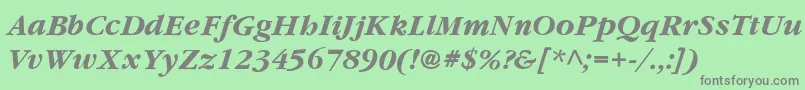 フォントYearlindThinItalic – 緑の背景に灰色の文字