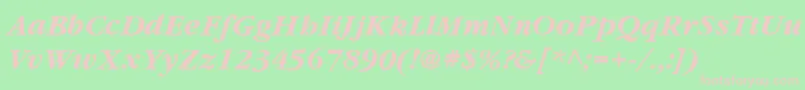 Więcej informacji o czcionce YearlindThinItalic Czcionka YearlindThinItalic – różowe czcionki na zielonym tle