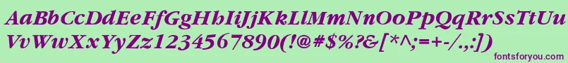 YearlindThinItalicフォントについての詳細 フォントYearlindThinItalic – 緑の背景に紫のフォント