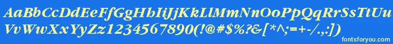 フォントYearlindThinItalic – 黄色の文字、青い背景