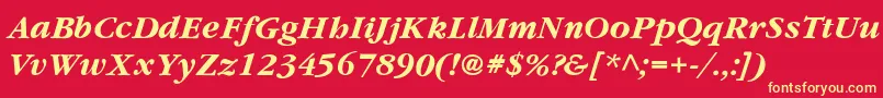 フォントYearlindThinItalic – 黄色の文字、赤い背景