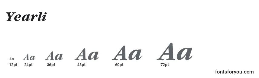 YearlindThinItalic Font Sizes