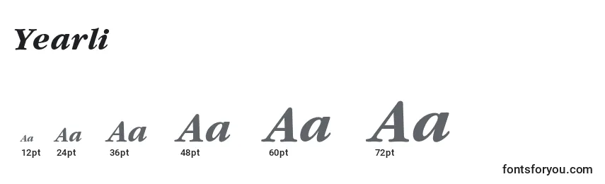 Tamanhos de fonte YearlindThinItalic