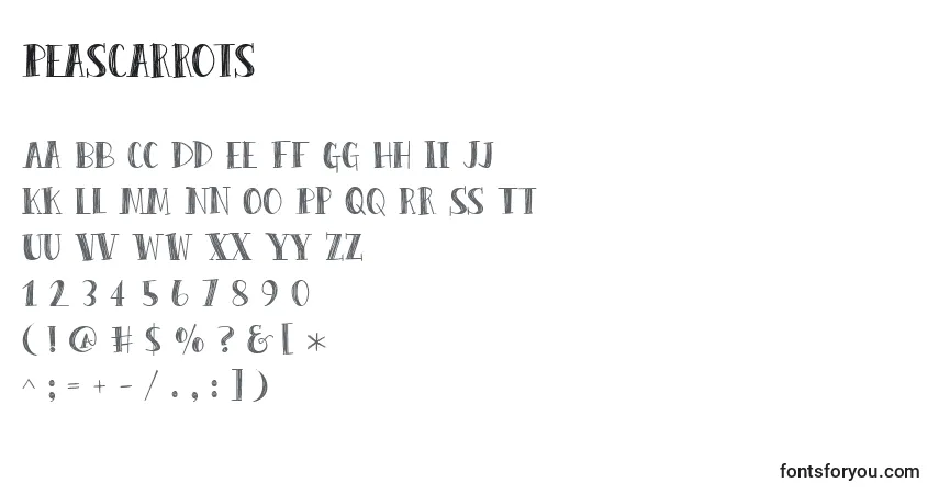 Schriftart PeasCarrots – Alphabet, Zahlen, spezielle Symbole