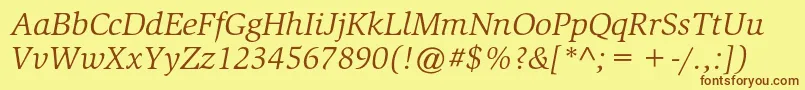 SlimbachstdBookitalic-fontti – ruskeat fontit keltaisella taustalla