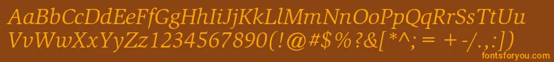 SlimbachstdBookitalic Font – Orange Fonts on Brown Background