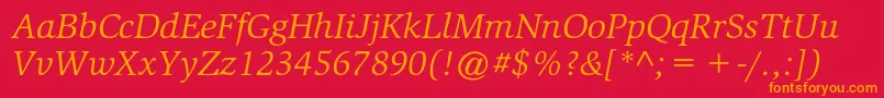 SlimbachstdBookitalic Font – Orange Fonts on Red Background