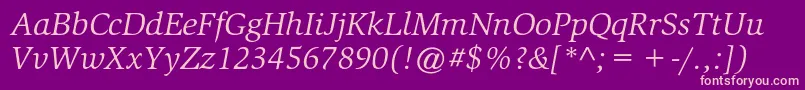 SlimbachstdBookitalic Font – Pink Fonts on Purple Background