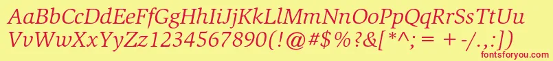 SlimbachstdBookitalic Font – Red Fonts on Yellow Background