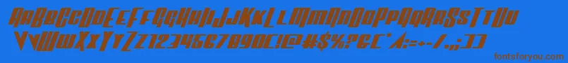 Vindicatorexpandital-Schriftart – Braune Schriften auf blauem Hintergrund