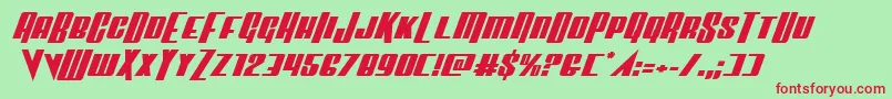 Vindicatorexpandital-Schriftart – Rote Schriften auf grünem Hintergrund