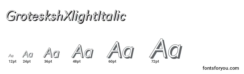 Размеры шрифта GroteskshXlightItalic