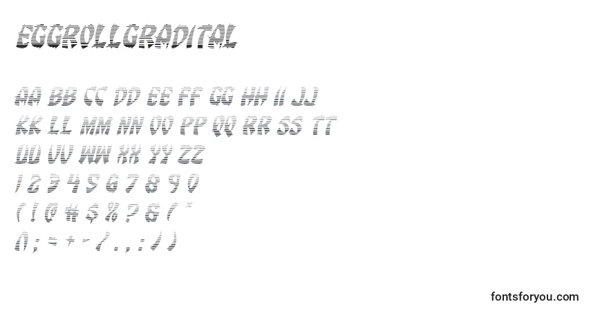 Czcionka Eggrollgradital – alfabet, cyfry, specjalne znaki