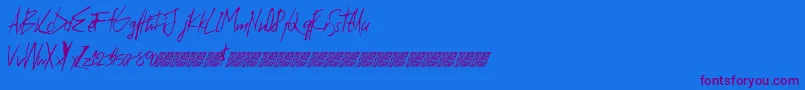 Highzombie-Schriftart – Violette Schriften auf blauem Hintergrund