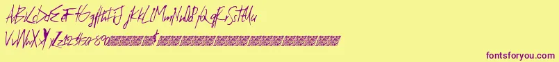 Highzombie-Schriftart – Violette Schriften auf gelbem Hintergrund