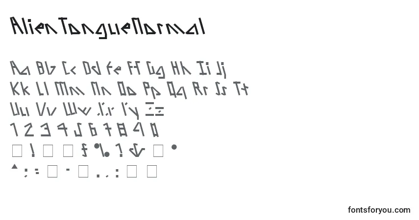 A fonte AlienTongueNormal – alfabeto, números, caracteres especiais