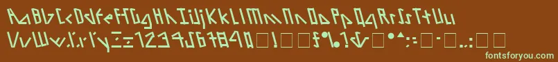 フォントAlienTongueNormal – 緑色の文字が茶色の背景にあります。