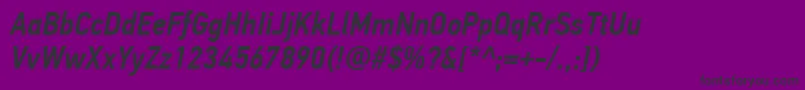 PfdintextcondproMediumitalic-Schriftart – Schwarze Schriften auf violettem Hintergrund