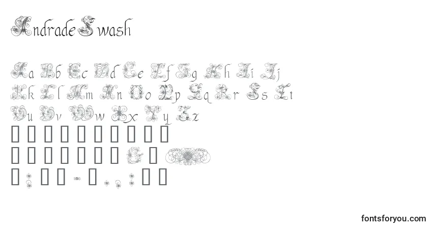 Czcionka AndradeSwash – alfabet, cyfry, specjalne znaki