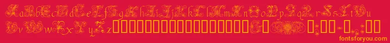 AndradeSwash-Schriftart – Orangefarbene Schriften auf rotem Hintergrund