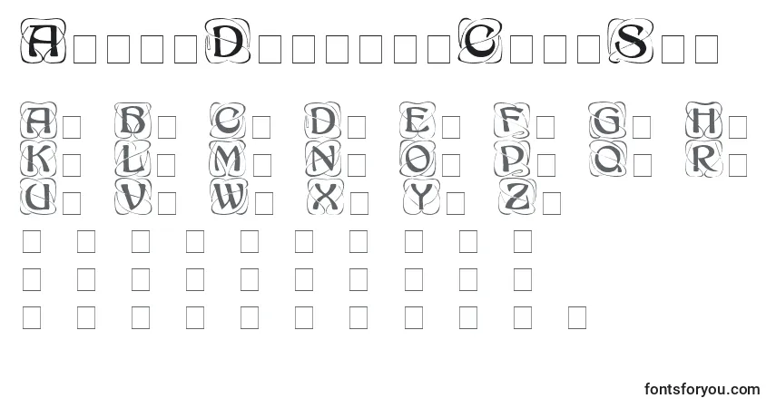 Шрифт AdageDisplayCapsSsi – алфавит, цифры, специальные символы