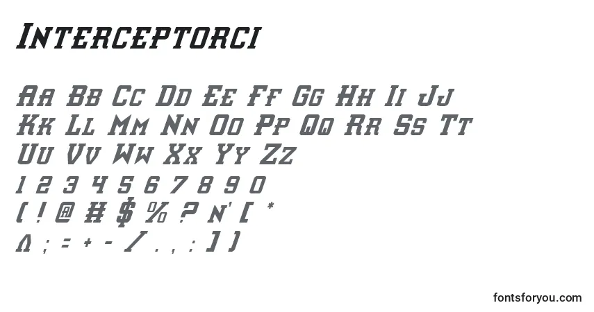Czcionka Interceptorci – alfabet, cyfry, specjalne znaki