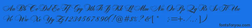 Rosamundaonec-Schriftart – Schwarze Schriften auf blauem Hintergrund