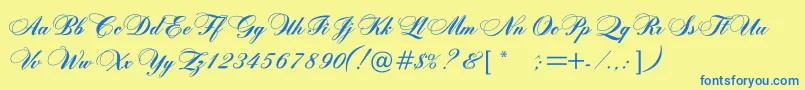Rosamundaonec Font – Blue Fonts on Yellow Background