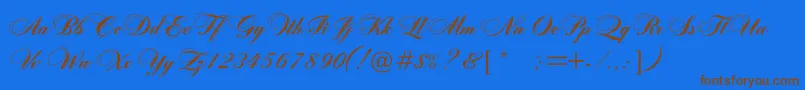 Rosamundaonec Font – Brown Fonts on Blue Background