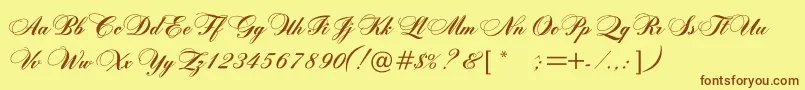 Rosamundaonec Font – Brown Fonts on Yellow Background