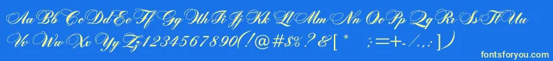 Rosamundaonec Font – Yellow Fonts on Blue Background