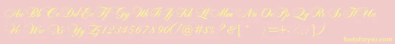 Rosamundaonec-Schriftart – Gelbe Schriften auf rosa Hintergrund