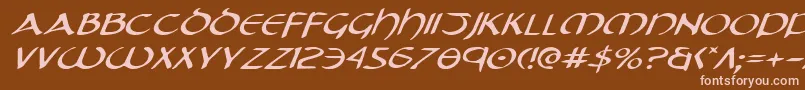 Tristramei-Schriftart – Rosa Schriften auf braunem Hintergrund