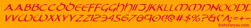 フォントTristramei – オレンジの背景に赤い文字