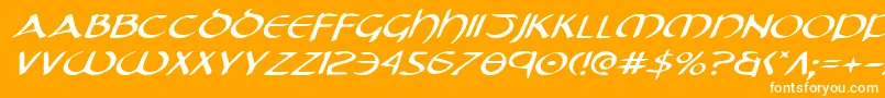 Tristramei-Schriftart – Weiße Schriften auf orangefarbenem Hintergrund