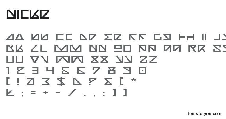 Schriftart Nicke – Alphabet, Zahlen, spezielle Symbole