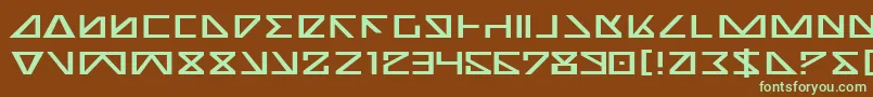 フォントNicke – 緑色の文字が茶色の背景にあります。