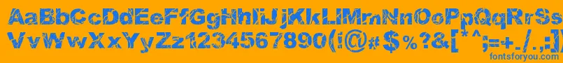 WoodcutterStorm-Schriftart – Blaue Schriften auf orangefarbenem Hintergrund