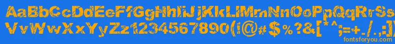WoodcutterStorm Font – Orange Fonts on Blue Background