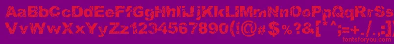 Czcionka WoodcutterStorm – czerwone czcionki na fioletowym tle