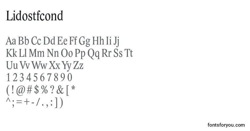 A fonte Lidostfcond – alfabeto, números, caracteres especiais